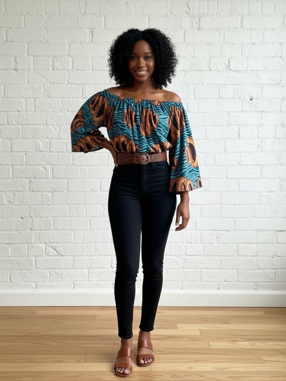 Off-Shoulder African Print Top